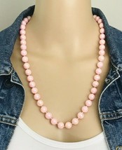 Vintage 60&#39;s Pink AB Plastic Pearl Costume Necklace - $15.84