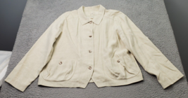 J. Jill Jacket Womens Large Tan Lined Long Sleeve Pockets Collared Button Front - $32.40