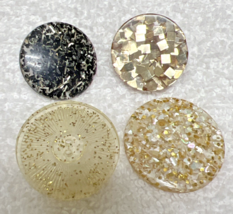 Vintage Old Hard Plastic Glitter Chunky Gold Sparkly Round Clothing Buttons - $12.38