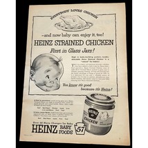 Heinz 57 Baby Food Vintage Print Ad 1955 Strained Chicken Kitchen Decor - £9.39 GBP