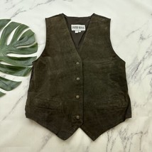 United Royal Womens Vintage 90s Suede Leather Vest Size S Dark Brown Star Button - £30.95 GBP