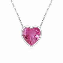 Authenticity Guarantee 
ANGARA Bezel-Set Solitaire Heart Pink Sapphire Pendan... - £589.20 GBP