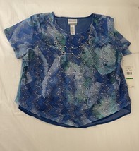 alfred dunner Neptune Beach Blue Green Lace Lined Size PL - KI7 - $729.76 MXN