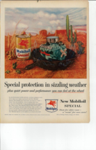 1957 Print Ad Mobile Oil- Desert Scene, Cactus, Buttes, Hot Frying Pan, Mobilgas - £11.13 GBP