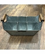 Magnolia Home Galvanized Metal Divided Box Tray Caddy with Wood Handles ... - $380.13 MXN