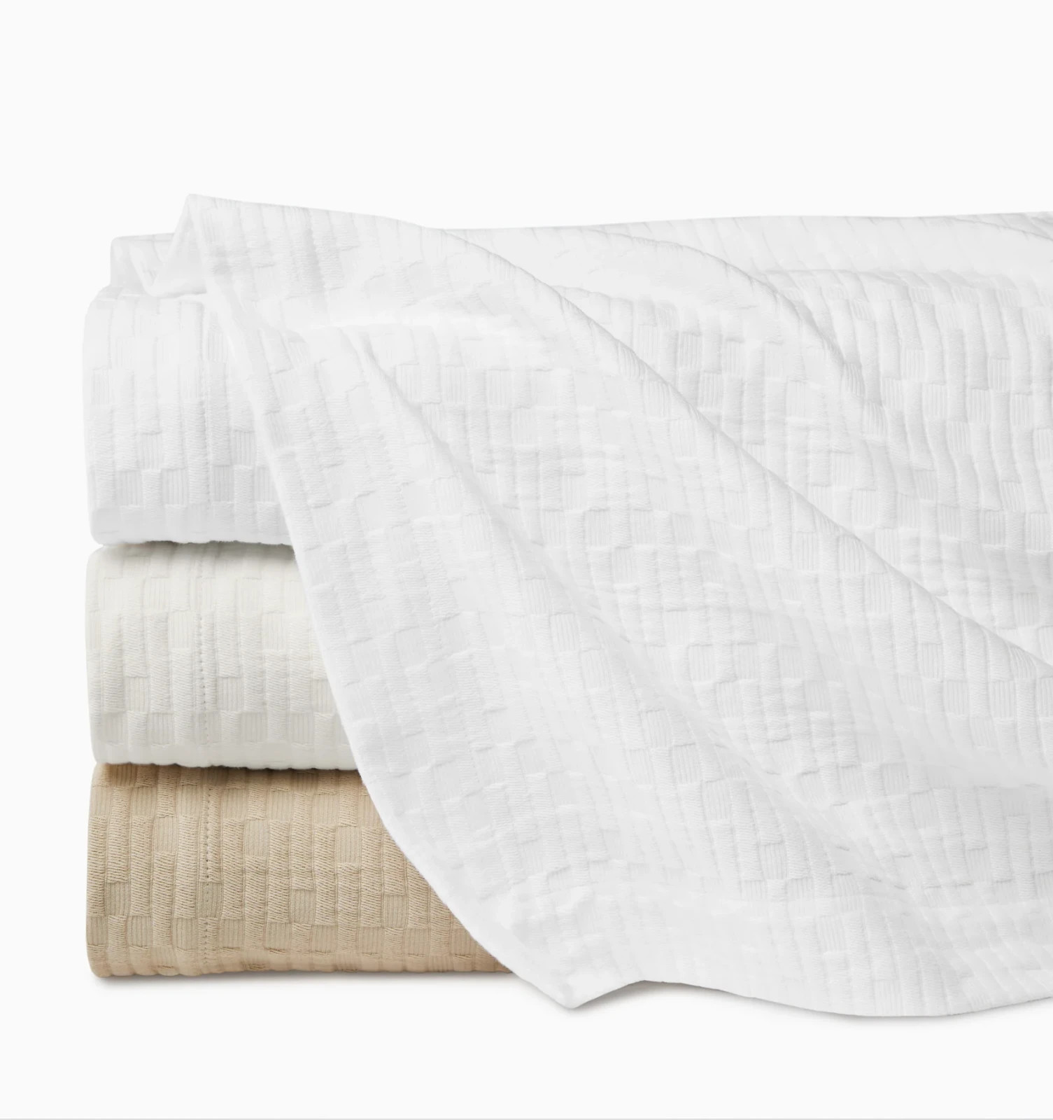 Sferra Lecce Oyster King Coverlet  Textured Brick Layered Cotton Portugal NEW Item image 3