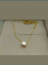 1.00Ct Smeraldo Finto 14k Placcato Oro Giallo Diamante Ciondolo 18 &quot; Catena - £48.33 GBP