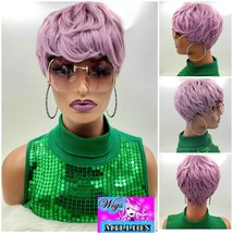 Aladin&#39;&#39; Short Lilac Pixie Cut Heat Resistant Wig, Glueless Wig,Full Cap, Hair l - £57.40 GBP