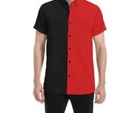Men&#39;s Two Tone Colors Black Red Short Sleeve Button Down Shirt (Size S-5XL) - $53.00+