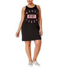 Material Girl Womens Activewear Plus Slogan Mesh Yoke Dress Size 2X Color Noir - £21.14 GBP