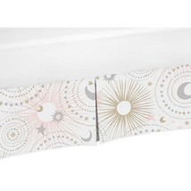 Blush Pink, Gold, Grey and White Star and Moon Baby Girl Pleated Crib Be... - $74.99
