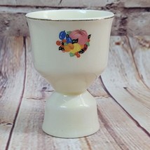 Vintage Doublesided Egg Cup Unmarked Fruit and Vegetable Pattern 4&quot; Tall - £4.96 GBP