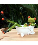 Tree Frog in a Bath Tub 6&quot; Length, Funny Tree Frog, Bathroom Decor  - $42.38 CAD