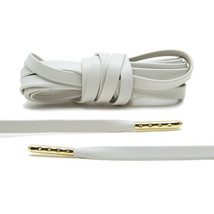 Premium Flat Leather Sneaker Laces (White with Gold Tips) - £10.97 GBP+