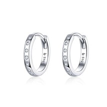 WOSTU Crystal Circle Hoop Earrings 925 Silver Korean Style Zircon Earrings For W - £16.06 GBP