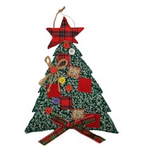 Vintage Christmas Ornament Quilted Tree Decor 8 inch Patches Plaid Holiday Xmas - £10.78 GBP