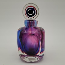 Fifth Avenue Crystal Sommerso Glass Perfume Bottle Amethyst Blue Lavender - $39.59