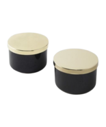 Z Gallerie Canisters Storage Duo Set Of 2 Black Ceramic Gold Lid Food Safe 4x2.5 - $37.99
