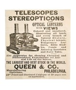 Telescopes Stereopticons 1885 Advertisement Victorian Queen &amp; Co ADBN1A18 - $367.61 MXN