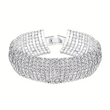 7 Row Curve Full Rhinestone Tennis Bracelet for Women - Copper Sparkling Jewelry - £11.45 GBP