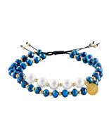 Saint Benedict Pearl &amp; Glass Beads 2 Strand Cord Bracelet , New #AB-280-R2 - $91.33 MXN