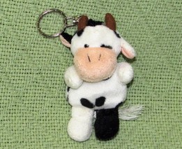 Enesco Nici B EAN Bag Keychain Plush Cow 4.5" Stuffed Animal Key Ring Black White - £12.94 GBP