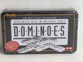 Dominoes Double Six Set of 28 Black with White Dots New Sealed - $19.11