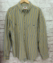 Levi&#39;s Shirt Mens XL Vintage 90&#39;s Striped Chest 52&quot; Tan Brown Blue Cotton - $59.00