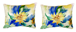 Pair of Betsy Drake Betsy’s Sunflower No Cord Pillows 16 Inch X 20 Inch - £63.30 GBP