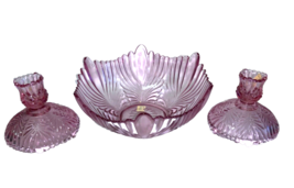 Fenton Art Glass Empress Rose Bowl and Candleholders Console Set - £62.95 GBP