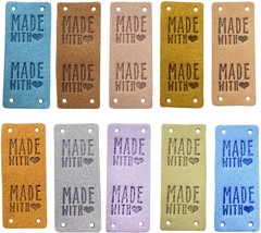 50 Pcs PU Leather Label Faux Leather Handmade Sew on Tag Label Handmade Embossed - $22.32