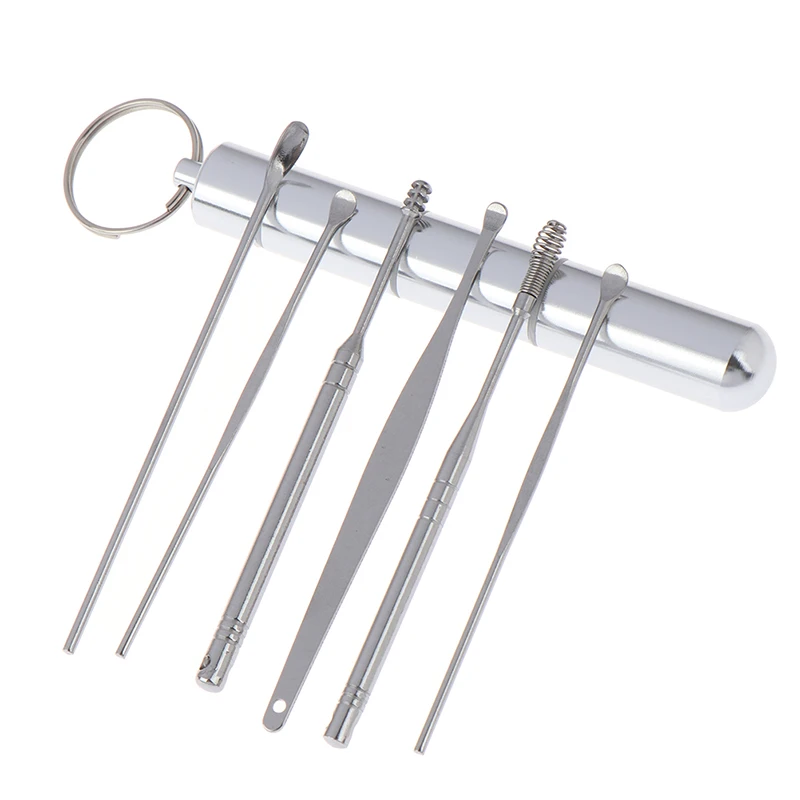 Sporting 6 Pcs/Set Stainless Steel Spiral Ear Pick Spoon Ear Wax Removal Cleaner - £18.67 GBP