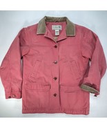 LL Bean Chore Jacket Pink Canvas Barn Field Coat Corduroy Adirondack Wom... - $78.28