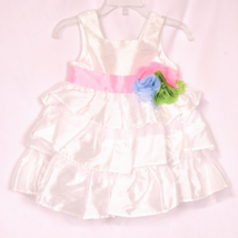 Mud Pie Baby Girl Size 6-9M Dress White with Pink Ribbon Party Ruffles - $396.81 MXN