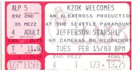 Jefferson Starship Ticket Stub February 15 1983 Seattle Washington - £27.24 GBP