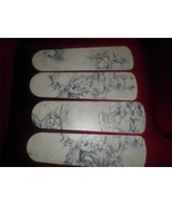 CUSTOM  LOVELY COLONIAL VINTAGE FRENCH BLUE SKETCH TOILE CEILING FAN - €100,85 EUR