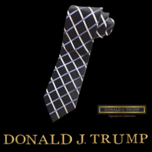 NEW Donald Trump Necktie Signature Collection Black Silver Diamond Tie G... - $49.99