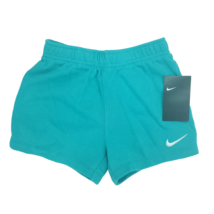 Nike Shorts Girls 6/6X Large Aqua Blue French Terry Lightweight Embroide... - $11.26