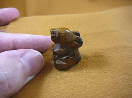 Y-BUN-500) little baby brown Tiger&#39;s eye Bunny Rabbit gemstone FIGURINE ... - £6.84 GBP