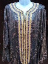 1960s Rare Black Large wedding Kaftan dress with Gold , Embroidered Blac... - £551.22 GBP