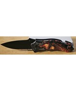DRAGON FANTASY FIRE MYTHICAL SPRING ASSISTED KNIFE BLADE WITH BELT CLIP - £10.51 GBP