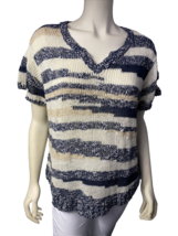 Lucky Brand Blue and White Striped Short Sleeve Sweater Top, Women&#39;s Siz... - £9.77 GBP