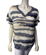 Lucky Brand Blue and White Striped Short Sleeve Sweater Top, Women&#39;s Siz... - $12.34