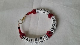 Haters Gone Hate Handmade Bangle type Bracelet in gold plate  - $6.93