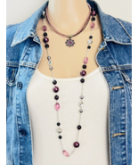 Two Lia Sophia Purple Beaded Necklaces Enchanting and Destiny By Melissa - $46.18 CAD