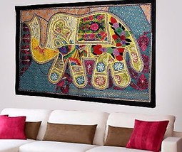 Indian Vintage Cotton Wall Tapestry Ethnic Elephant Hanging Decor Hippie X70 - £19.18 GBP