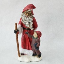 Santa Claus Statue Santa Walking with Boy Hidding a present 11&quot; - £8.15 GBP