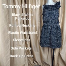 Tommy Hilfiger Black &amp;White Polka-dot Side Pockets Dress Size 6 - £22.18 GBP