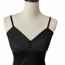 Vintage Vanity Fair Long Black Full Slip Sz 32 Lingerie Lacey Side Slit - $16.88