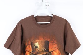 Vintage Streetwear Mens Medium Faded Halloween Scarecrow Skull T-Shirt Brown - £31.61 GBP